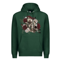 Sports Green Floral boho wolf skull Premium Hoodie - RanaPortraitStore