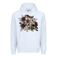 White Floral boho wolf skull Premium Hoodie - RanaPortraitStore