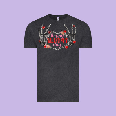 Happy Valentine's Day Skeleton Hands Vintage Tee Designed By Fadigitalartstudio