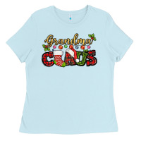 Baby Blue Grandma claus with christmas gift sock mother's Ladies Tee - HowdyJamesFarm