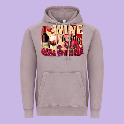 Wine İs My Valentine Fa Vintage Hoodie Designed By Fadigitalartstudio