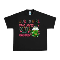Black Just A Girl Who Loves Coffee And Cactus Frappe Urban Heavy Tee - FaDigitalArtStudio