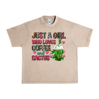 French Oak Just A Girl Who Loves Coffee And Cactus Frappe Urban Heavy Tee - FaDigitalArtStudio