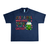 Navy Just A Girl Who Loves Coffee And Cactus Frappe Urban Heavy Tee - FaDigitalArtStudio