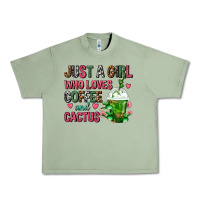 Oil Green Just A Girl Who Loves Coffee And Cactus Frappe Urban Heavy Tee - FaDigitalArtStudio