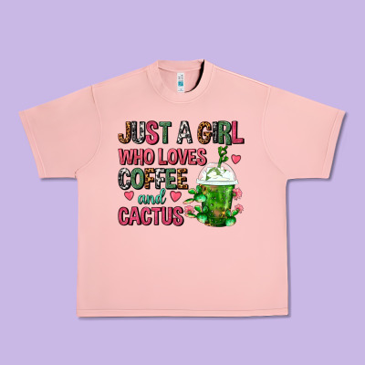 Just A Girl Who Loves Coffee And Cactus Frappe Urban Heavy Tee Designed By Fadigitalartstudio