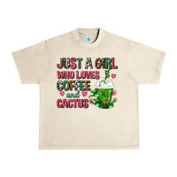Sandshell Just A Girl Who Loves Coffee And Cactus Frappe Urban Heavy Tee - FaDigitalArtStudio