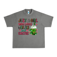 Tornado Just A Girl Who Loves Coffee And Cactus Frappe Urban Heavy Tee - FaDigitalArtStudio