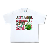 White Just A Girl Who Loves Coffee And Cactus Frappe Urban Heavy Tee - FaDigitalArtStudio