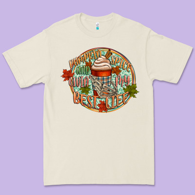 Pumpkin Spice And Livin My Best Life Premium Tee Designed By Cowgirlartshop