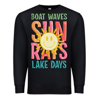 Black boat waves sun rays lake days Premium Sweatshirt - JahusDesignShop