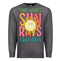 Charcoal Heather boat waves sun rays lake days Premium Sweatshirt - JahusDesignShop