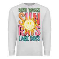Dove Grey boat waves sun rays lake days Premium Sweatshirt - JahusDesignShop