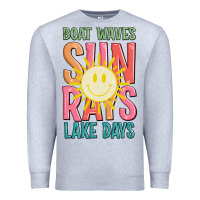 Heather Grey boat waves sun rays lake days Premium Sweatshirt - JahusDesignShop