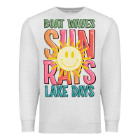 Oatmeal Heather boat waves sun rays lake days Premium Sweatshirt - JahusDesignShop