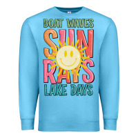Ocean Blue boat waves sun rays lake days Premium Sweatshirt - JahusDesignShop