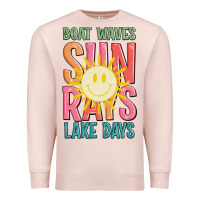Pale Pink boat waves sun rays lake days Premium Sweatshirt - JahusDesignShop