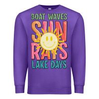 Purple boat waves sun rays lake days Premium Sweatshirt - JahusDesignShop