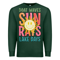 Sports Green boat waves sun rays lake days Premium Sweatshirt - JahusDesignShop