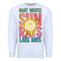 White boat waves sun rays lake days Premium Sweatshirt - JahusDesignShop