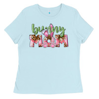 Baby Blue Happy Easter Bunny Mom Ladies Tee - CowGirlArtShop