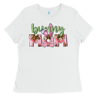 White Happy Easter Bunny Mom Ladies Tee - CowGirlArtShop