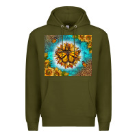 Army Green Monarch Butterfly Sunflower Premium Hoodie - LillyAllenDesigns