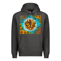 Charcoal Heather Monarch Butterfly Sunflower Premium Hoodie - LillyAllenDesigns