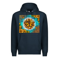 Navy Monarch Butterfly Sunflower Premium Hoodie - LillyAllenDesigns