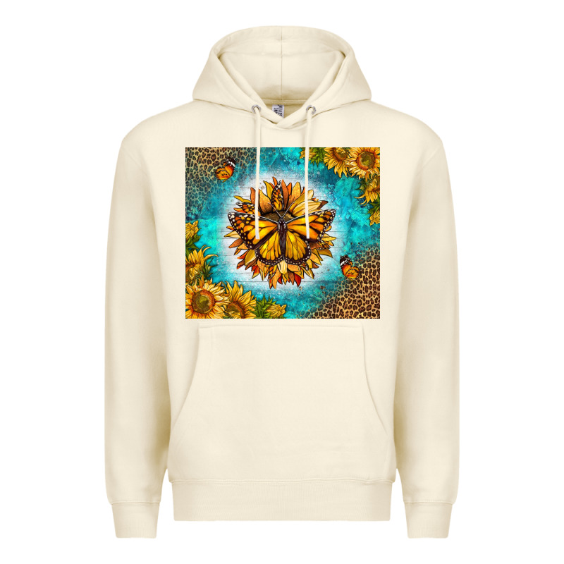 Monarch Butterfly Sunflower Premium Hoodie by LillyAllenDesigns | Teevron