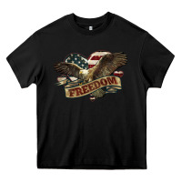Black Freedom America Eagle 4th of july Heavy Core Tee - HowdyJamesFarm