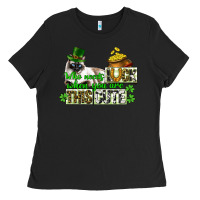 Black St. Patrick's cat who needs luck when you are this Ladies Tee - CowGirlArtShop
