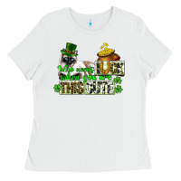 White St. Patrick's cat who needs luck when you are this Ladies Tee - CowGirlArtShop