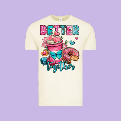 Better Together Donut And Coffee Valentines Day Vintage Tee Designed By Oliviacreatesart