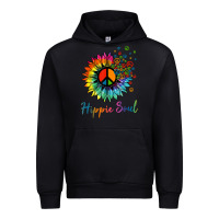 Black daisy peace sign hippie soul retro hippie flower lovers t shirt Urban Hoodie - baoMotion