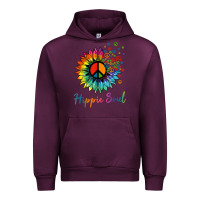 Mauve Wine daisy peace sign hippie soul retro hippie flower lovers t shirt Urban Hoodie - baoMotion
