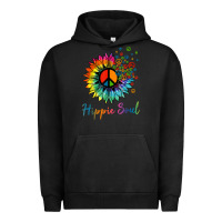 Pigment Black daisy peace sign hippie soul retro hippie flower lovers t shirt Urban Hoodie - baoMotion