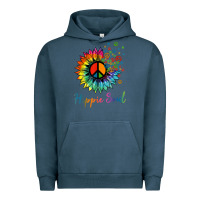 Pigment Midnight Navy daisy peace sign hippie soul retro hippie flower lovers t shirt Urban Hoodie - baoMotion