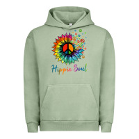 Pigment Oil Green daisy peace sign hippie soul retro hippie flower lovers t shirt Urban Hoodie - baoMotion