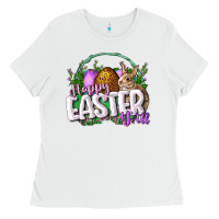 White happy easHappy Easter y'all Easter Day Ladies Tee - CowGirlArtShop