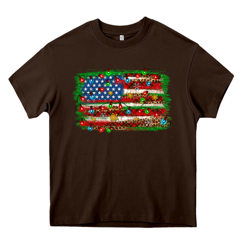 Christmas American Flag 4th Of July Heavy Core Tee by HowdyJamesFarm | Teevron