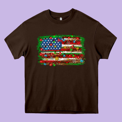 Christmas American Flag 4th Of July Heavy Core Tee Designed By Howdyjamesfarm