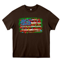 Chocolate Brown Christmas American flag 4th of july Heavy Core Tee - HowdyJamesFarm