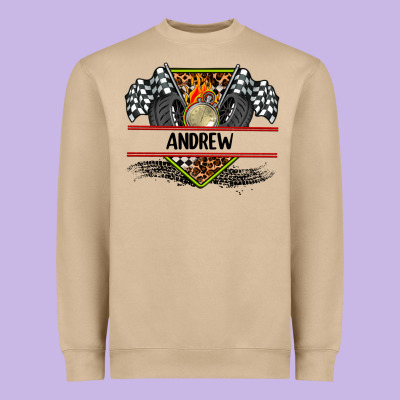 Custom Name Race Flag And Race Equipment Heavyweight Sweatshirt Designed By Adodesignshop