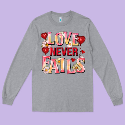 Love Never Fails Long Sleeve Tee Designed By Fadigitalartstudio