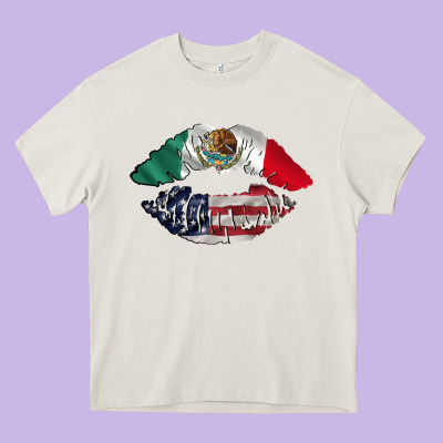Mexico Usa Lips Heavy Core Tee Designed By Tumblerdesignbyshophia