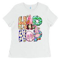 White Hop hop Easter gnomies Easter Day Ladies Tee - CowGirlArtShop