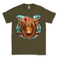 Army Green highland cow serape floral headband horseshoe Classic Tee - Jasminsmagicworld