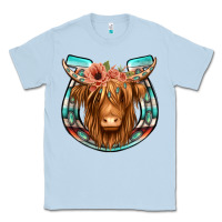 Dusty Blue highland cow serape floral headband horseshoe Classic Tee - Jasminsmagicworld