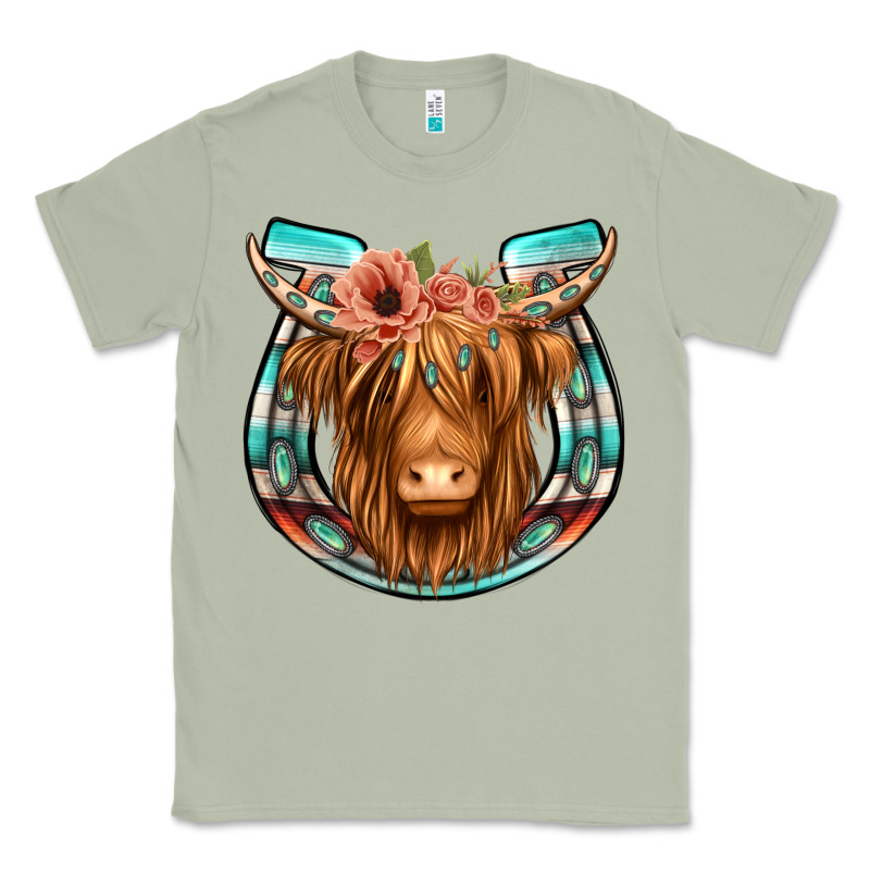 Highland Cow Serape Floral Headband Horseshoe Classic Tee by Jasminsmagicworld | Teevron